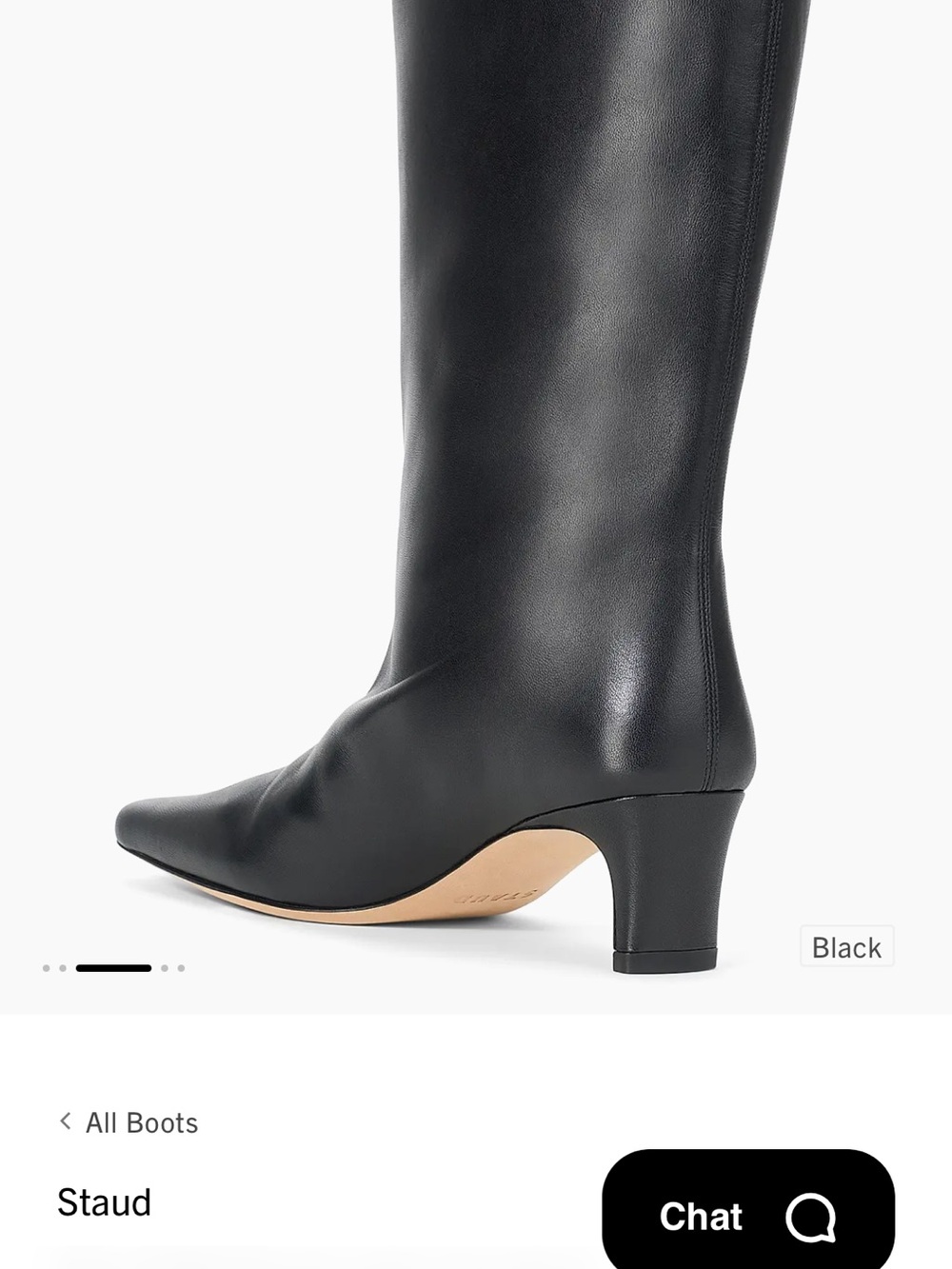 STAUD Black Leather Wally 55mm Mid Calf Heel Boot - Picture 5 of 9
